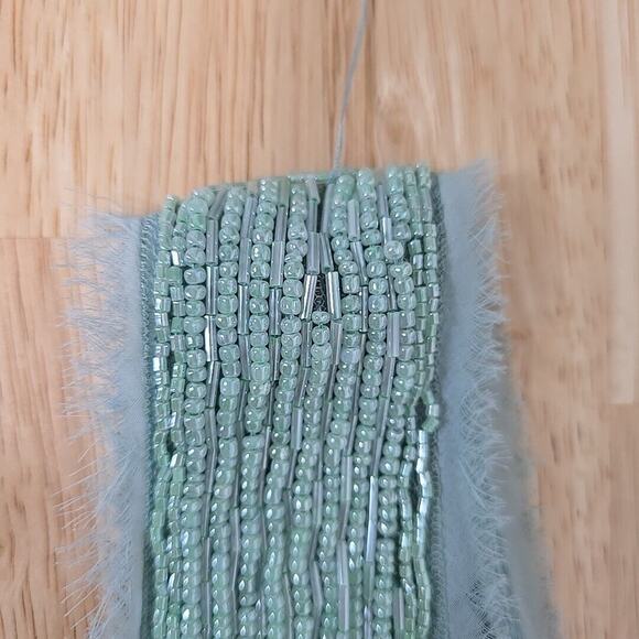 Free People Mint Velvet Beaded Sleeveless Mini Shift Dress Size 2 Pastel Green‎ - Picture 11 of 11